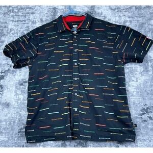 Marvel Comics Button Shirt Men's XL Black Graphic Print Short Sleeve Cotton NWOT